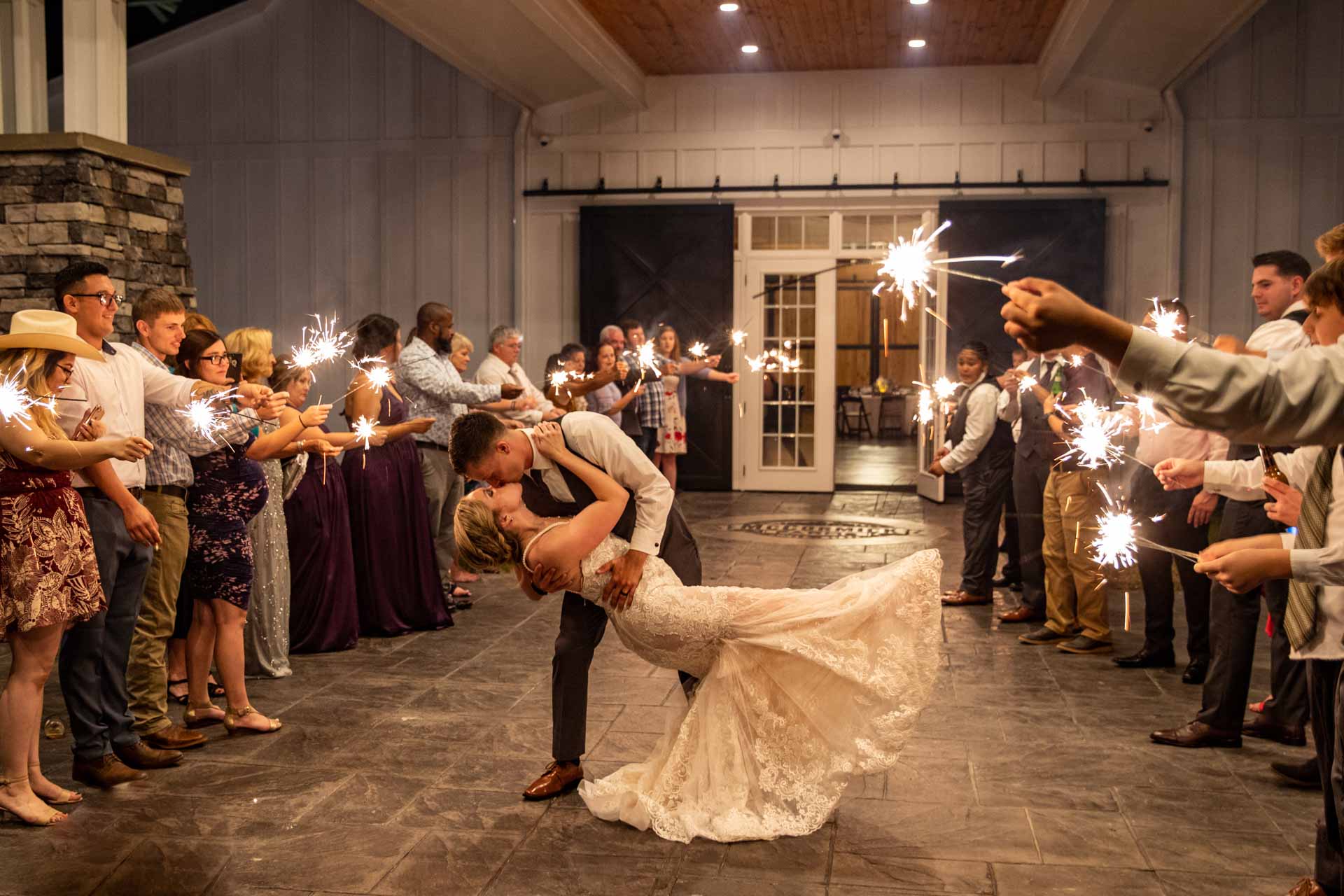 Wedding, sparklers, exit